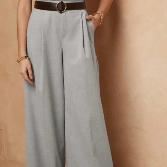NWT Banana Republic Light Gray Wide Leg Pants - Multiple Sizes - Picture 1 of 6